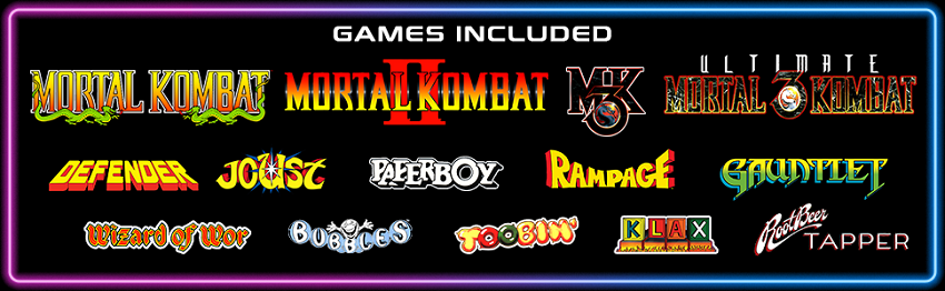 Arcade1Up Mortal Kombat 2 Deluxe Arcade Machine games list